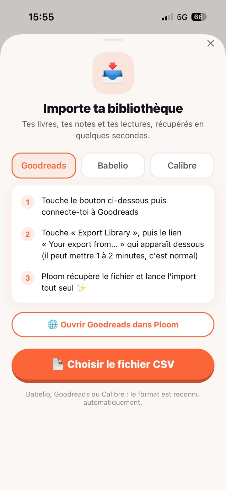 Importer sa bibliothèque Goodreads ou Babelio dans Ploom