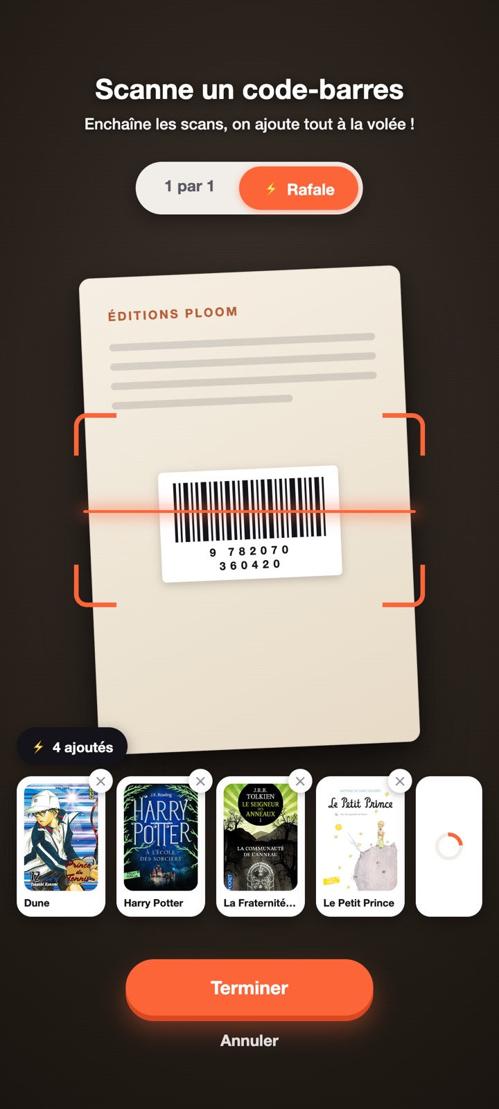 Scanner le code-barres d'un livre avec Ploom